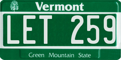 VT license plate LET259