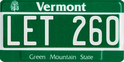 VT license plate LET260