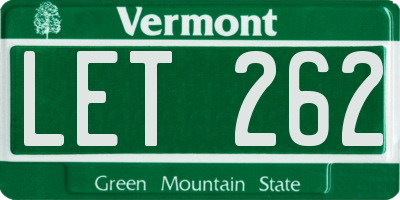 VT license plate LET262