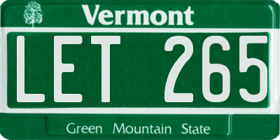 VT license plate LET265
