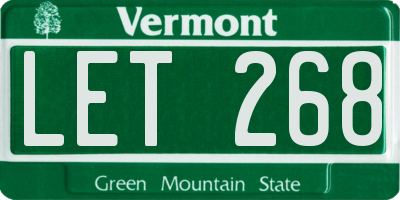 VT license plate LET268