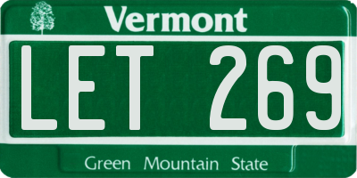 VT license plate LET269