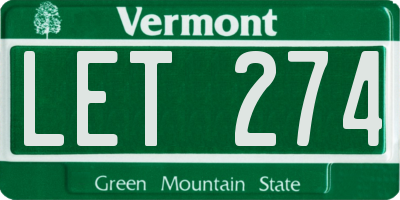 VT license plate LET274