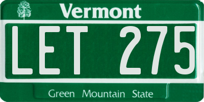 VT license plate LET275