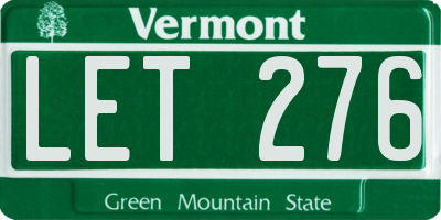 VT license plate LET276