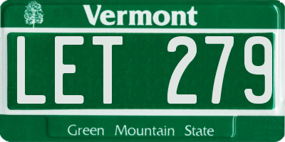 VT license plate LET279