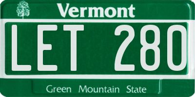 VT license plate LET280