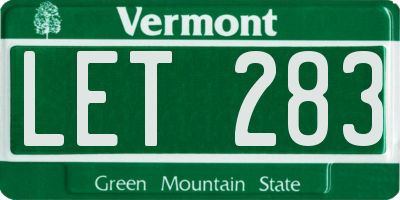 VT license plate LET283