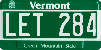 VT license plate LET284
