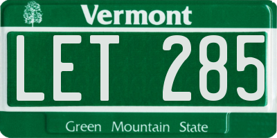 VT license plate LET285