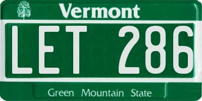 VT license plate LET286