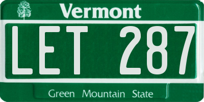 VT license plate LET287