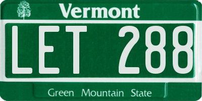 VT license plate LET288