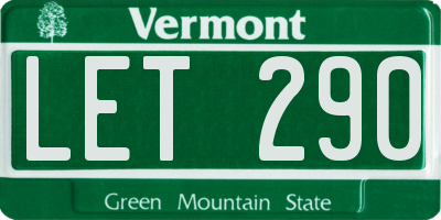 VT license plate LET290