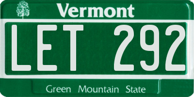 VT license plate LET292