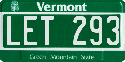 VT license plate LET293