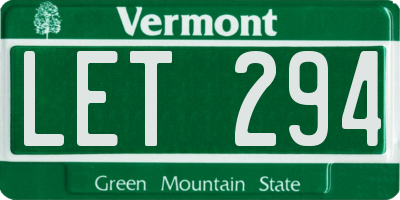 VT license plate LET294