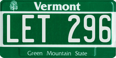 VT license plate LET296