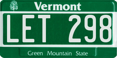 VT license plate LET298