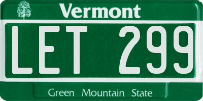 VT license plate LET299