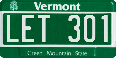 VT license plate LET301