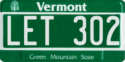 VT license plate LET302