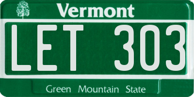 VT license plate LET303