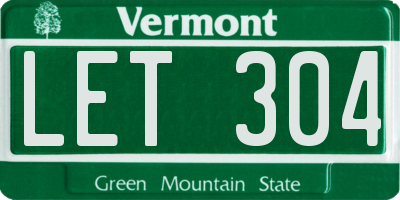 VT license plate LET304