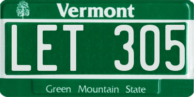 VT license plate LET305