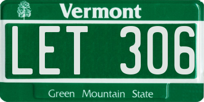 VT license plate LET306