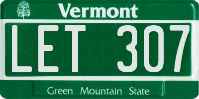 VT license plate LET307