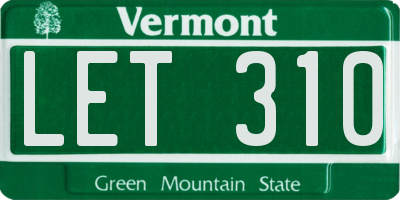 VT license plate LET310