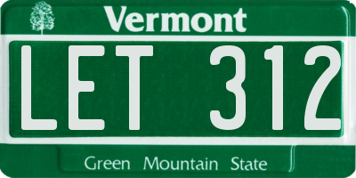 VT license plate LET312