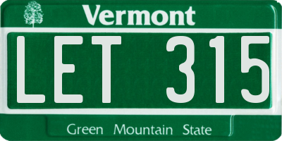 VT license plate LET315