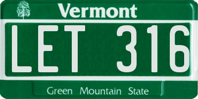 VT license plate LET316