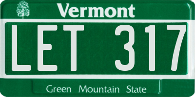 VT license plate LET317