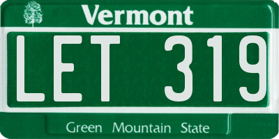 VT license plate LET319