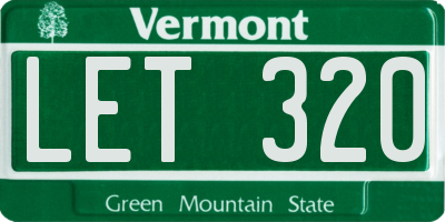 VT license plate LET320