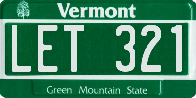 VT license plate LET321