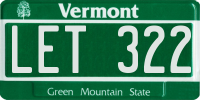 VT license plate LET322