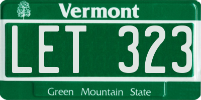 VT license plate LET323