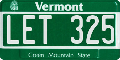 VT license plate LET325