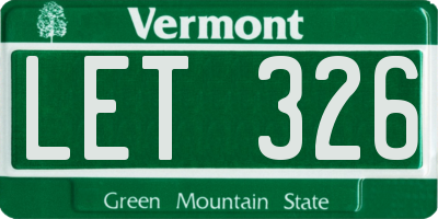 VT license plate LET326