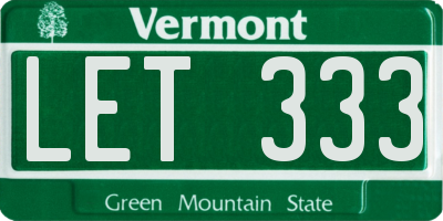 VT license plate LET333