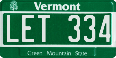 VT license plate LET334