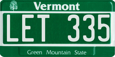 VT license plate LET335
