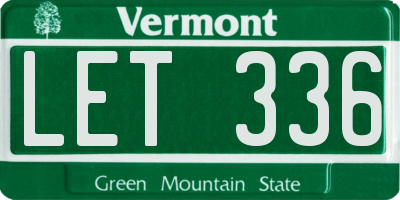 VT license plate LET336