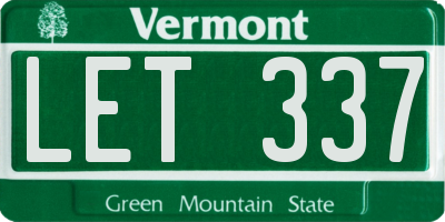 VT license plate LET337