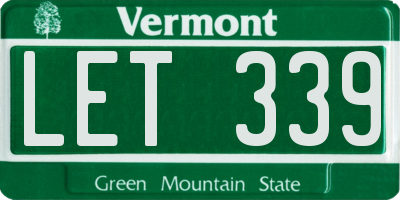 VT license plate LET339