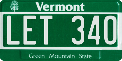 VT license plate LET340